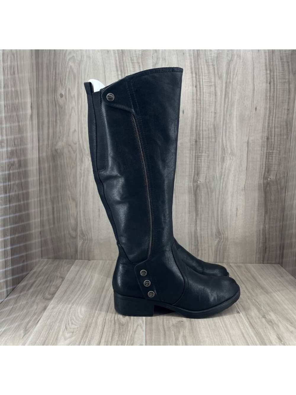 Baretraps Boots Womens 8.5M Oria Black Zip Knee High Tall Boots